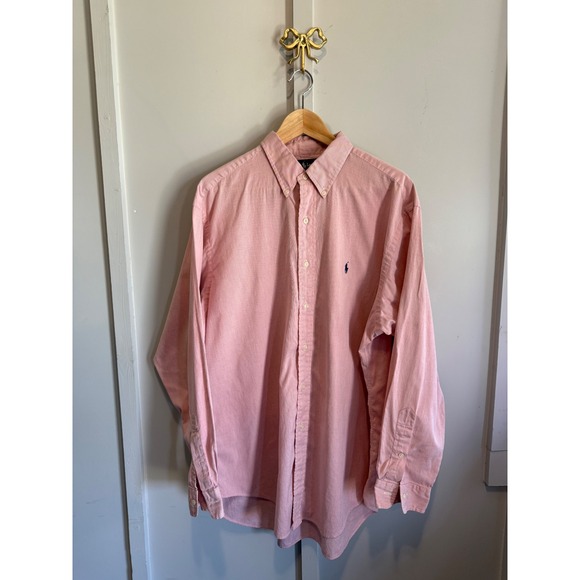 Ralph Lauren Yarmouth Mens 17 34/35 Red White Striped Cotton Button Down Shirt - Picture 3 of 15